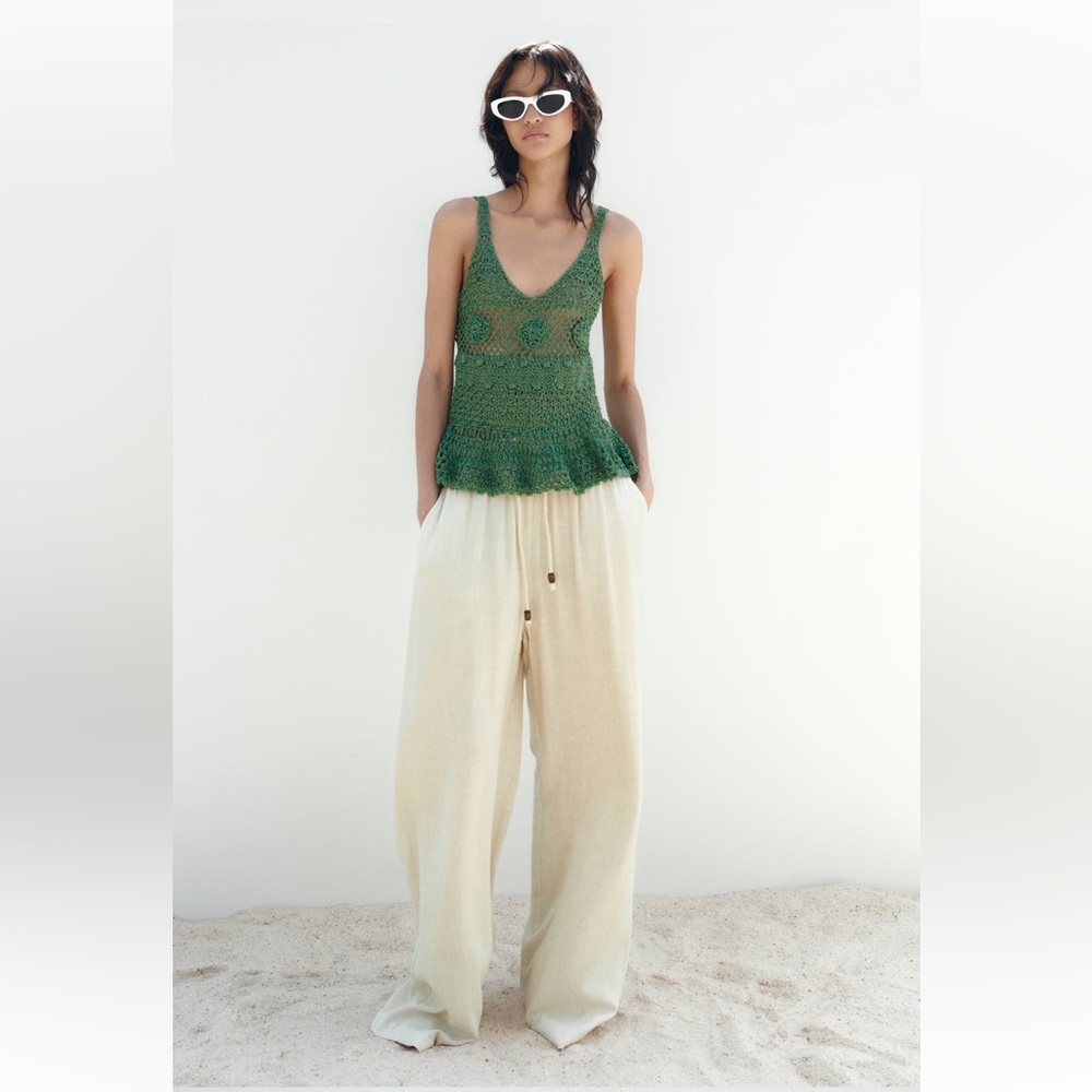 Zara Elastic Waist Wide Leg Pants